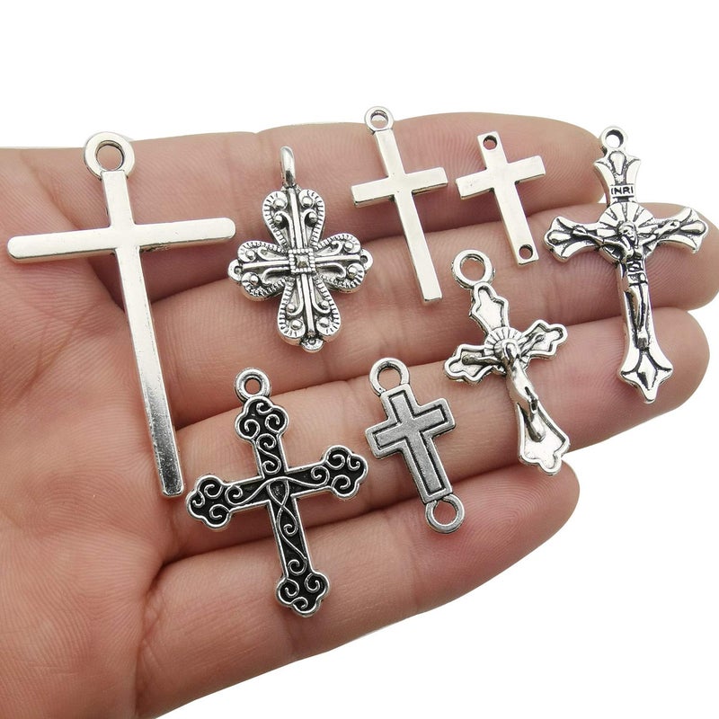 iloveDIYbeads 100g (About 42pcs) Craft Supplies Antique Silver Jesus Christ Cross Charms Pendants for Crafting, Jewelry Findings Making Accessory for DIY Necklace Bracelet (M266) - Image 3